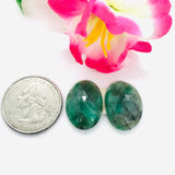 Emerald Faceted Matching Pair shape ,Emerald Faceted Polki shape,Size 20X14 MM , weight 17.5 ct . code #E6 , Emerald pair , origin Zambia