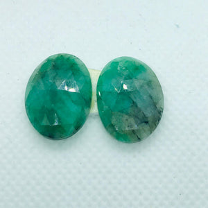 Emerald Faceted Matching Pair shape ,Emerald Faceted Polki shape,Size 20X14 MM , weight 17.5 ct . code #E6 , Emerald pair , origin Zambia