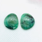 Emerald Faceted Matching Pair shape ,Emerald Faceted Polki shape,Size 21X17 MM , weight 16.5 ct . code #E7 , Emerald pair , origin Zambia