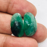 Emerald Faceted Matching Pair shape ,Emerald Faceted Polki shape,Size 17X9 MM , weight 7ct . code #E18 , Emerald pair , origin Zambia