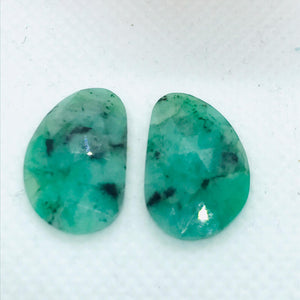 Emerald Faceted Matching Pair shape ,Emerald Faceted Polki shape,Size 20.5X13 MM , weight 16 ct . code #E14 , Emerald pair , origin Zambia