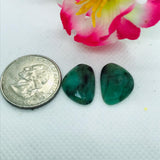 Emerald Faceted Matching Pair shape ,Emerald Faceted Polki shape,Size 18X13 MM , weight 11.5 ct . code #E12 , Emerald pair , origin Zambia