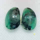 Emerald Faceted Matching Pair shape ,Emerald Faceted Polki shape,Size 21X13 MM , weight 12 ct . code #E11 , Emerald pair , origin Zambia