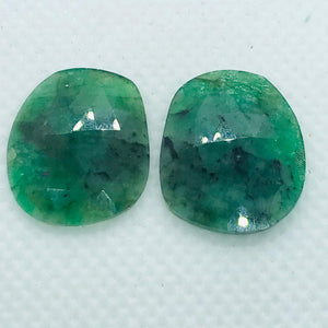 Emerald Faceted Matching Pair shape ,Emerald Faceted Polki shape,Size 19.5X16 MM , weight 17 ct . code #E9 , Emerald pair , origin Zambia