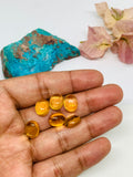 2 Pcs Citrine Cabochon 9x11 mm size Code #C8 Dark Color  AA Quality Citrine Oval Cabochons - Natural Citrine Cabs- (Pack of 2 Pieces)