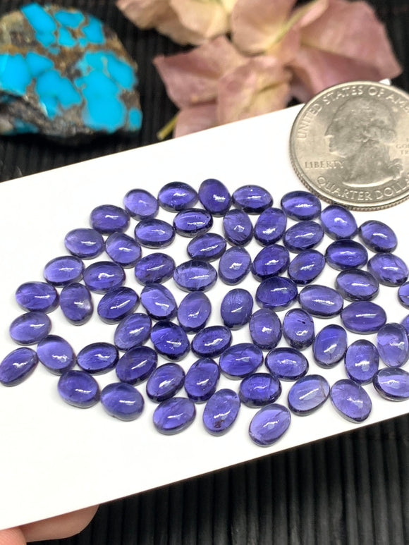 8 Pcs Iolite Oval Cabochon 5x7 mm size Code #i15 Blue Color- AA Quality  Natural Iolite Cabs  (Pack of 8 Pieces )