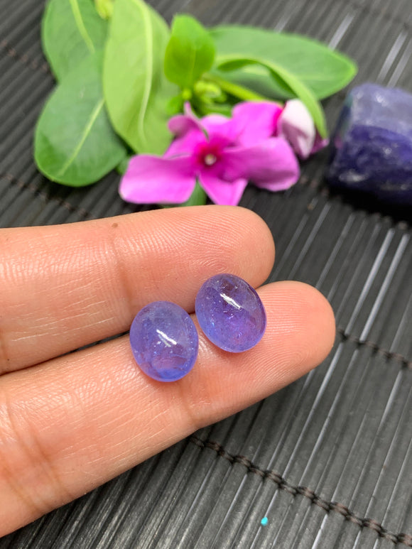 Tanzanite Cabochon 9x11 mm Matching Pair Calibrated Size Code #T13 Weight 10.5 carat -Good Quality Natural Tanzanite Cabs