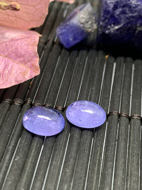 Matching Pair Tanzanite Cabochon 8x10 mm Calibrated Size Code #T21 Weight 7 carats -Good Quality Natural Tanzanite Cabs