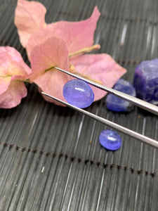 Matching Pair Tanzanite Cabochon 8x10 mm Calibrated Size Code #T26 Weight 8 carats -AAA Quality Natural Tanzanite Cabs