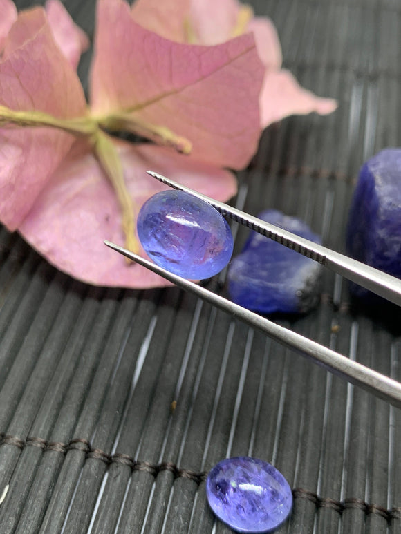 Matching Pair Tanzanite Cabochon 8x10 mm Calibrated Size Code #T28 Weight 7.5 carats -Good Quality Natural Tanzanite Cabs