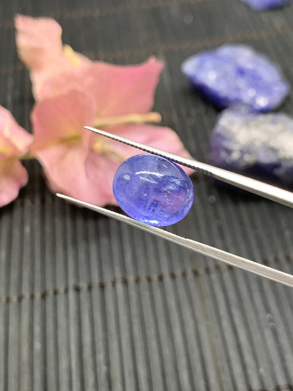 Tanzanite Cabochon Oval 10X12 mm Calibrated Size Code #T100 Weight 7.5 carat -4A Quality Natural Tanzanite Cabs- Deep Purple Color