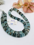 Moss Aquamarine Faceted Tyre Beads 7mm Size Code #1 -15 Inch Strand, AAAA Quality- Moss Aquamarine Faceted Wheel Beads