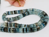 Moss Aquamarine Faceted Tyre Beads 7mm Size Code #2 -15 Inch Strand Weight 192 cts  AAAA Quality- Moss Aquamarine Faceted Wheel Beads