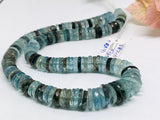 Moss Aquamarine Faceted Tyre Beads 9-13 mm Size Code #3 -15 Inch Strand Weight 387 cts  AAAA Quality- Moss Aquamarine Faceted Wheel Beads