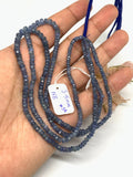 Blue Sapphire Faceted Roundel 3-5 MM Size Code #S1 Length 16 Inch- AA Quality - Burma sapphire . Natural Blue sapphire