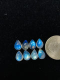 7x10 mm Moonstone Pear Cabochon Pack of 6 Pcs Code #MM12 AAAA Quality -Rainbow Moonstone Cabochon-Natural Untreated