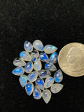 Moonstone 6X9 MM Pear Cabochon , Pack of 6 Pc. Good Quality Cabochons , origin India . AAA Good Quality cabs,