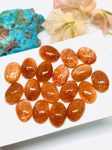 Sunstone Cabochon 10X14 mm - Sunstone Oval Cabochon Natural Sunstone Cabs AAA Quality cabs ( Pack of 2 pc )