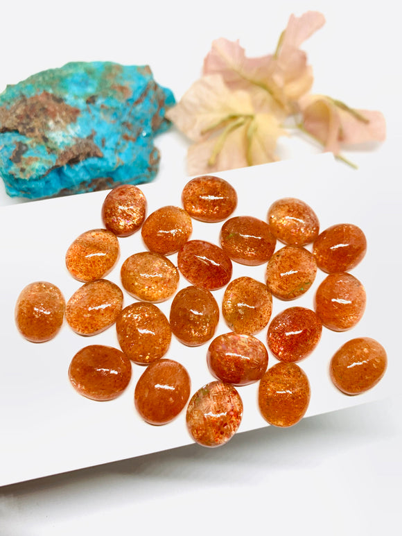 Sunstone Cabochon 10X12 mm - Sunstone Oval Cabochon Natural Sunstone Cabs AAA Quality cabs ( Pack of 4 pc )