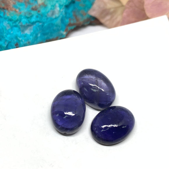 Iolite Cabochon 11x15 mm size Code #i62 Blue Color - AA Quality- Iolite Oval Cabochon- Natural Iolite Cabs( Pack of 1 Piece)