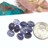 5 Pcs Iolite Cabochon 8X10 mm size (Code #i74B) - A Quality- Iolite Oval Cabochon- Natural Iolite Cabs( Pack of 5Piece)