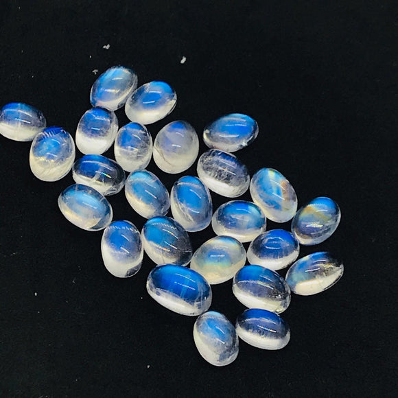 Moonstone 5X7 MM Oval Cabs , Pack of 4 Pcs. AAAA quality cabochon. loose gemstone. Loose cabochon code # R12