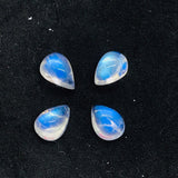 Moonstone 7X10 MM Rainbow Moonstone Pear Cabs, Pack of 4 Pc. Good Quality Cabochons , origin India . AAAA Good Quality cabs, code # R16