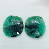 Emerald Faceted Matching Pair shape ,Emerald Faceted Polki shape,Size 21X19 MM , weight 20 ct . code #E3 , Emerald pair , origin Zambia