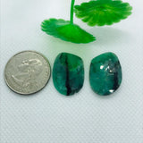 Emerald Rose Cut- Emerald Faceted Matching Pair shape - Size 23X16MM , weight 19.5 ct . code #E4 , Emerald pair , origin Zambia
