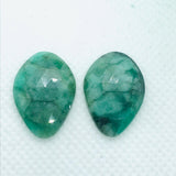 Emerald Faceted Matching Pair shape ,Emerald Faceted Polki shape,Size 22x15 MM , weight 17 ct . code #E5 , Emerald pair , origin Zambia