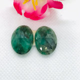 Emerald Faceted Matching Pair shape ,Emerald Faceted Polki shape,Size 20X14 MM , weight 17.5 ct . code #E6 , Emerald pair , origin Zambia