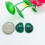 Emerald Faceted Matching Pair shape ,Emerald Faceted Polki shape,Size 20X16.5 MM , weight 21.5 ct . code #E8 , Emerald pair , origin Zambia