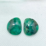 Emerald Faceted Matching Pair shape ,Emerald Faceted Polki shape,Size 20X16.5 MM , weight 21.5 ct . code #E8 , Emerald pair , origin Zambia