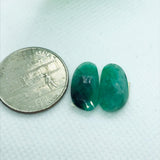 Emerald Faceted Matching Pair shape ,Emerald Faceted Polki shape,Size 17X9 MM , weight 7ct . code #E18 , Emerald pair , origin Zambia