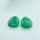 Emerald Faceted Matching Pair shape ,Emerald Faceted Polki shape,Size 13.5X12.5 MM , weight 9.5ct . code #E17 , Emerald pair , origin Zambia