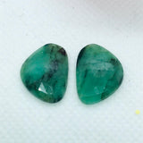 Emerald Faceted Matching Pair shape ,Emerald Faceted Polki shape,Size 18X13 MM , weight 11.5 ct . code #E12 , Emerald pair , origin Zambia