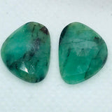 Emerald Faceted Matching Pair shape ,Emerald Faceted Polki shape,Size 18X13 MM , weight 11.5 ct . code #E12 , Emerald pair , origin Zambia