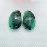 Emerald Faceted Matching Pair shape ,Emerald Faceted Polki shape,Size 21X13 MM , weight 12 ct . code #E11 , Emerald pair , origin Zambia