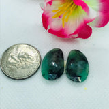 Emerald Faceted Matching Pair shape ,Emerald Faceted Polki shape,Size 21X13 MM , weight 12 ct . code #E11 , Emerald pair , origin Zambia