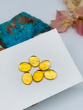 2 Pcs Citrine Cabochon 9x11 mm size Code #C8 Dark Color  AA Quality Citrine Oval Cabochons - Natural Citrine Cabs- (Pack of 2 Pieces)