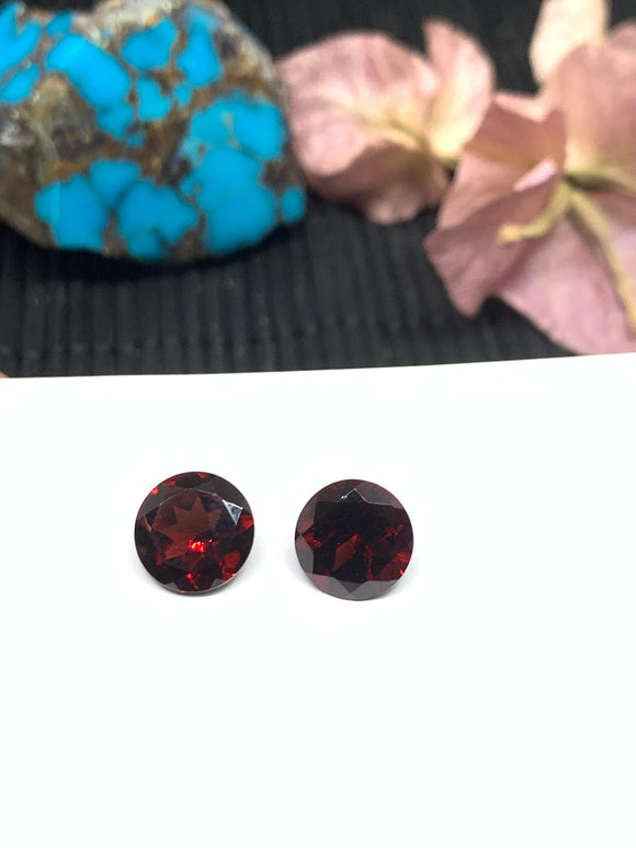 Garnet Round Faceted 9.5 mm size - Code #G9 Weight 7.5 cts -Natural Garnet Loose Stone - AAA Quality Stones- Pack of 2 Pieces