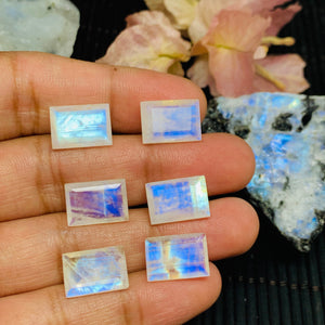 Moonstone Faceted 13X9MM Rectangle Cabochon Code# S412  AAA Quality Moonstone Faceted Cabochon- Pack of 1 Piece- Blue Fire Moonstone