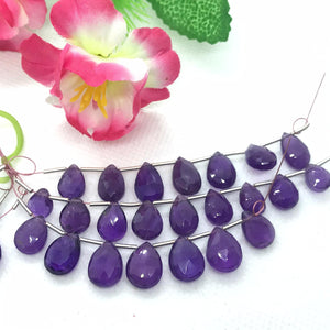 Amethyst Faceted 8X10 MM  Pear Shape, Length 3 Inch . African Amethyst . Amethyst briolettes