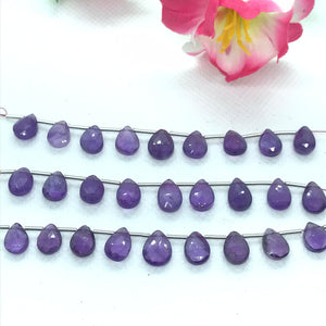 Amethyst Faceted 7X9 MM  Pear Shape, Length 3 Inch . African Amethyst . Amethyst briolettes