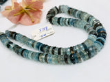 Moss Aquamarine Faceted Tyre Beads 9 mm Size Code #5 -15 Inch Strand Weight 264 cts  AAAA Quality- Moss Aquamarine Faceted Wheel Beads