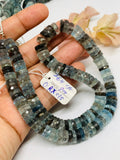 Moss Aquamarine Faceted Tyre Beads 9 mm Size Code #5 -15 Inch Strand Weight 264 cts  AAAA Quality- Moss Aquamarine Faceted Wheel Beads