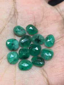 Emerald Rose Cut Polki 6.5-8 x 8-9 mm size Code #EM2 - Pack of 4 Pieces  Emerald Faceted Polki- Emerald Faceted Cabs -  Origin Zambia