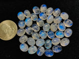 8X10MM Moonstone Oval Cabochon AAA Rainbow Moonstone Cabochon-Natural Untreated Strong Blue Fire- Rainbow (Pack of 10 Pc.)