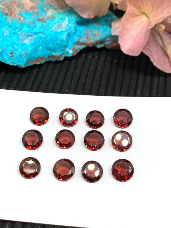 Garnet Round Faceted 7 mm size Code #G26 Pack of 4 Pcs  -Garnet Cut Stone -Natural Garnet Loose Stone - AAA Quality Stones