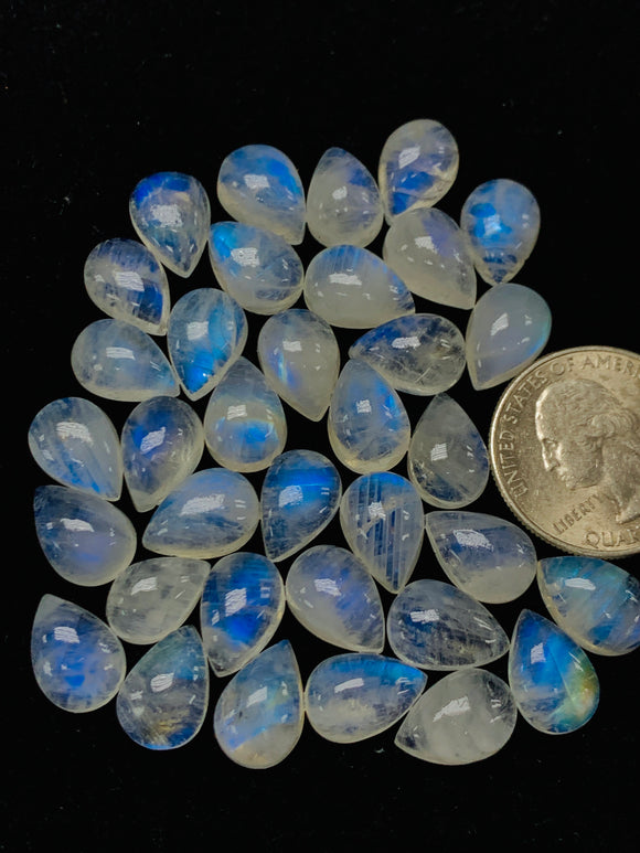 9X13MM Moonstone Pear Cabochon  AAA Quality  Rainbow Moonstone Cabochon-Natural Untreated